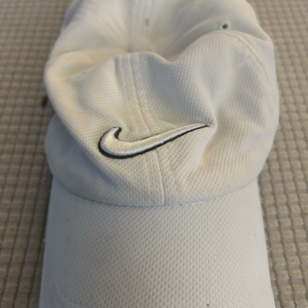 Nike Golf Hat White Dri-Fit Adjustable Swoosh Cap